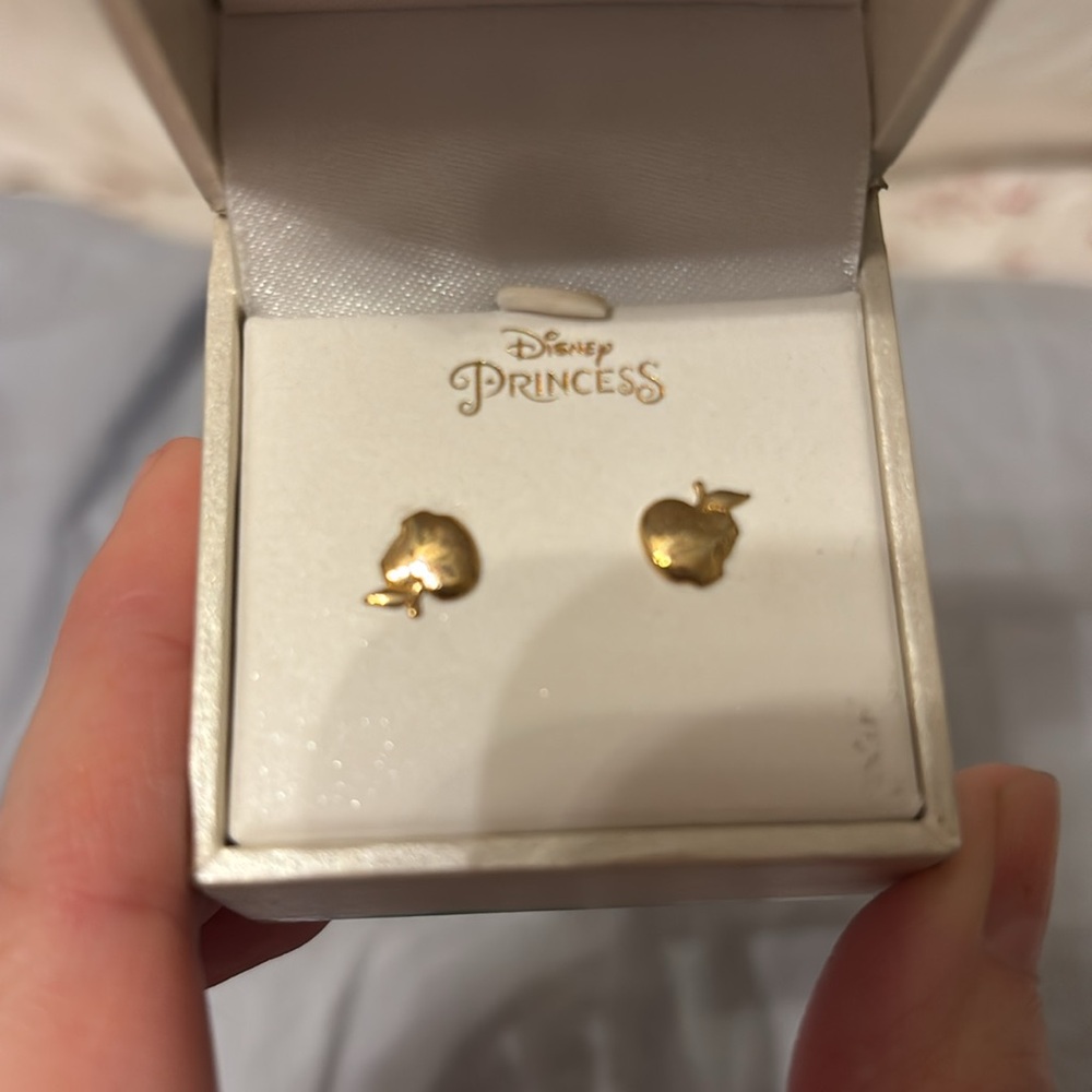 Snow White gold apple baby earrings